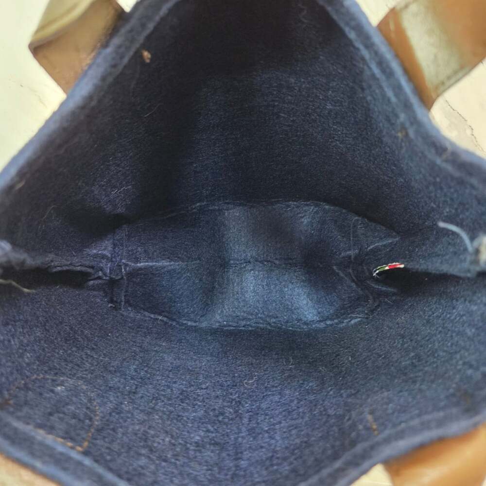 Roberta di Camerino Blue Wool Felt Tote Bag Faux Leather Handles Small - Picture 8 of 8